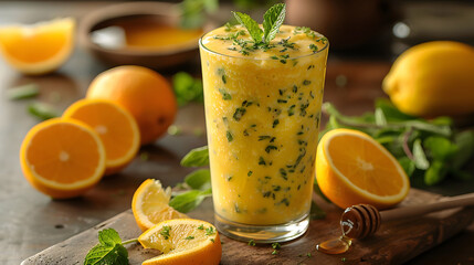 Freshness And Vitality, With Citrus Fruits Smoothie