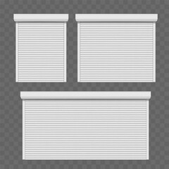 Roller shutter door or gate. Template isolated on a transparent background. vector mockup.