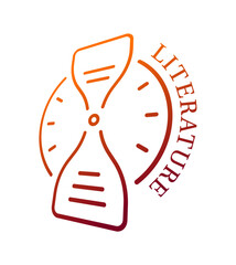 perspective hourglass, dial and literature concept