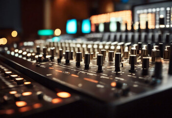 'mixer music studio sound audio radio equipment technology mix professional mixing desk control...