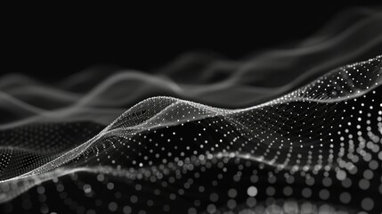 Futuristic abstract mesh. Wave with the connection of dots and lines