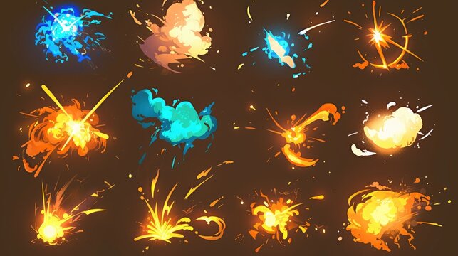 Discover a compelling assortment of timeless 2D cartoon FX effects This collection boasts 10 essential elements question mark exclamation mark dazzling flash dynamic span wispy smoke powerf