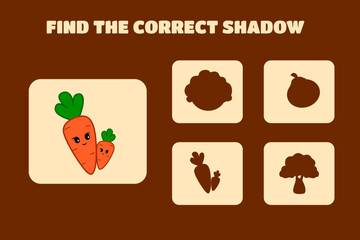 Find the correct shadow Children's educational game vegetables