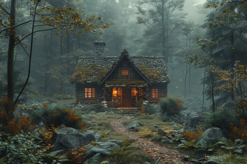 A hermit living in solitude in a remote forest cabin, finding solace and peace in the quietude of...