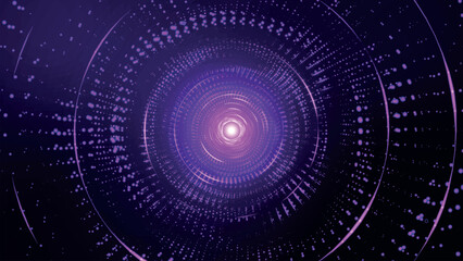 Abstract digital background. Big data visualization. Circular rotations of fantasy circle of colorful particles, beautiful color spiral. 3d vector illustration