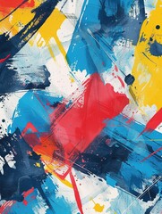 Modern abstract art with geometric shapes - Fusing bright geometric shapes and abstract paint splatters, this image conveys a modern, cut-edge artistic vibe