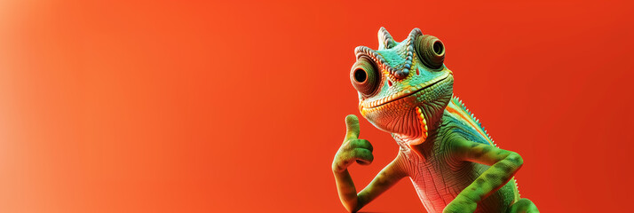 chameleon doing thumb up. Wall Art Poster Design for Home Decor, 4K Wallpaper and Background for desktop, laptop, Computer, Tablet