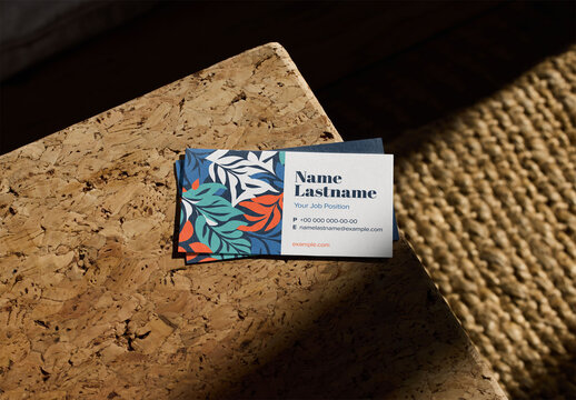 Mockup of two customizable horizontal US business cards