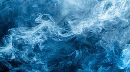 Obraz premium An electric blue background with a fluid pattern resembling wind waves, creating a natural landscape art piece with white smoke emerging from it.