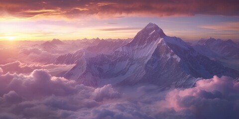 Panoramic view of snow mountains range landscape. Generative AI. - obrazy, fototapety, plakaty
