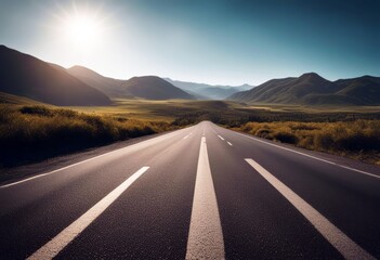 'asphalt empty mountain road landscape nature background side highway sky view blue motion country...