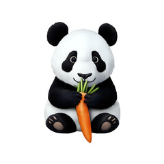 Baby panda with carrots، cut out 