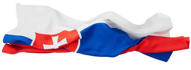 Graceful Slovak Flag Billowing in the Wind with National Coat of Arms