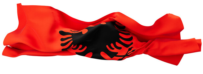 Elegant Albanian Flag Rippling in the Breeze with Black Double-Headed Eagle