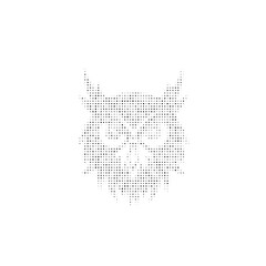 The owl head symbol filled with black dots. Pointillism style. Vector illustration on white background