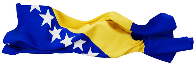 Dynamic Bosnian Flag Waving Gracefully with Star-Crested Triangle