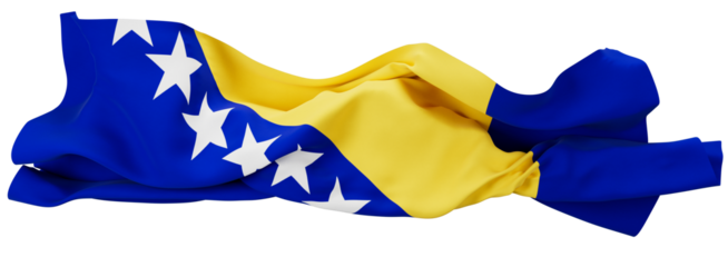 Dynamic Bosnian Flag Waving Gracefully with Star-Crested Triangle