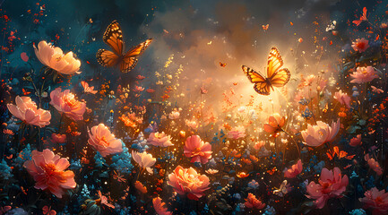 Butterfly Sparks: Oil Painting Inspiring Creativity Through the Flight of Whimsical Butterflies