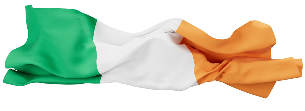 Vibrant Irish Tricolor Flag Billowing in the Breeze, Symbolizing Peace and Unity