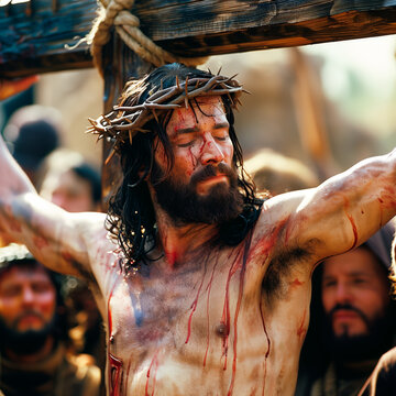 Jesus in Crown of Thorns: Moment of Condemnation and Suffering