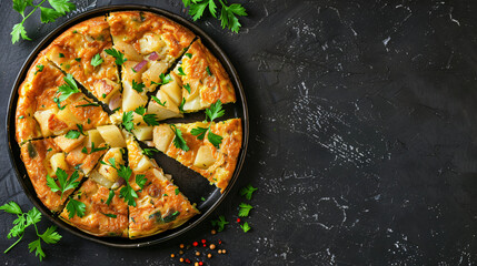 Spanish omelette with potatoes and onion typical