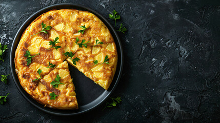 Spanish omelette with potatoes and onion typical