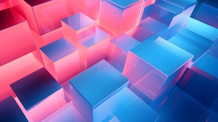 3d rendering of blue and pink abstract geometric background. Scene for advertising, technology, showcase, banner, game, sport, cosmetic, business, metaverse. Sci-Fi Illustration. Product display