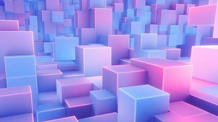 3d rendering of blue and pink abstract geometric background. Scene for advertising, technology,...