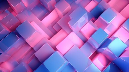 3d rendering of blue and pink abstract geometric background. Scene for advertising, technology, showcase, banner, game, sport, cosmetic, business, metaverse. Sci-Fi Illustration. Product display