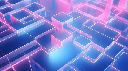 Fototapeta premium 3d rendering of blue and pink abstract geometric background. Scene for advertising, technology, showcase, banner, game, sport, cosmetic, business, metaverse. Sci-Fi Illustration. Product display