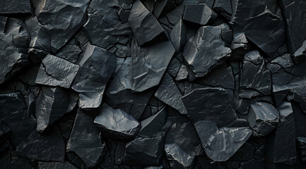 Background of a wall made of black stone