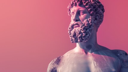 Faceless statue with pink backdrop - A classical statue with a head covered by a blank square against a pink backdrop - obrazy, fototapety, plakaty