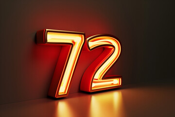 Number 72 in 3d style  - obrazy, fototapety, plakaty