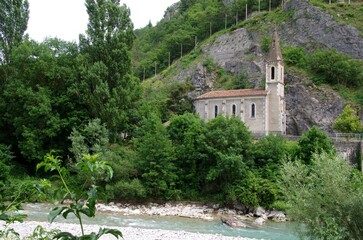 Ancient church in Pontaix in Drome in the South East of France, in Europe