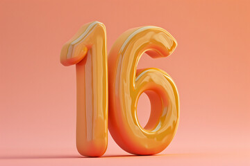 Number 16 in 3d style  - obrazy, fototapety, plakaty