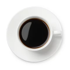 Foto op Plexiglas Cup of aromatic coffee isolated on white, top view © New Africa