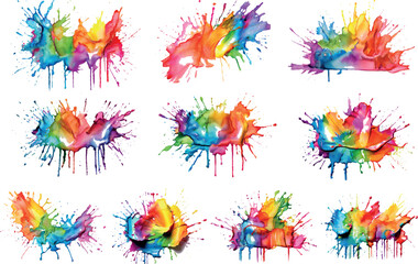 Fototapeta na wymiar Watercolor rainbow paint splash brush stroke and Colorful Ink paint splatter powder festival explosion abstract background