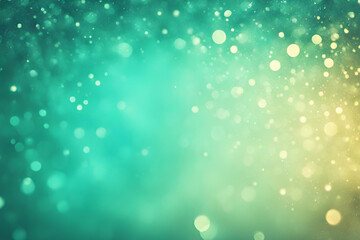 Obraz premium Turquoise bokeh , a normal simple grainy noise grungy empty space or spray texture , a rough abstract retro vibe shine bright light and glow background template color gradient