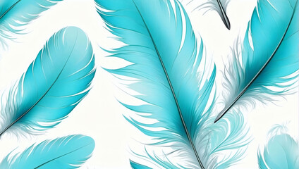 Beautiful Abstract Light Turquoise Feathers on White Background