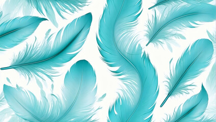 Beautiful Abstract Light Turquoise Feathers on White Background