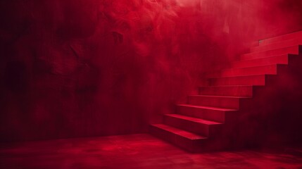 An abstract crimson red background sets the stage for an eerie and empty scene, ideal for product display