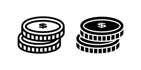 Coin icon set. flat illustration of vector icon