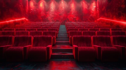 A red cinema seat. - obrazy, fototapety, plakaty