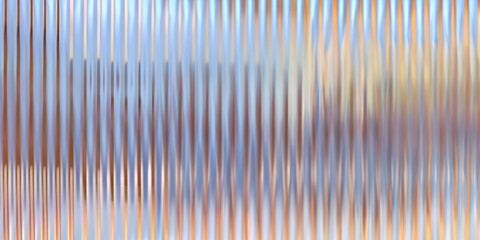 Corrugated glass texture, Patterned glass texture background. Light reflection displacement texture with fluted color light effect. Reflected, modern home decor interior.