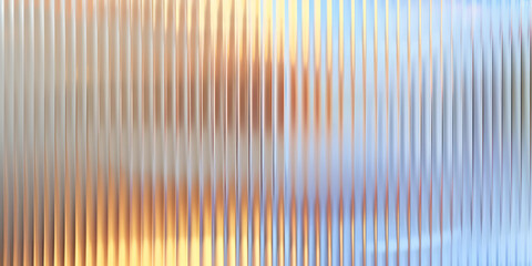 Corrugated glass texture, Patterned glass texture background. Light reflection displacement texture with fluted color light effect. Reflected, modern home decor interior.