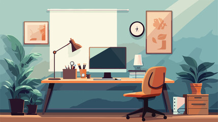 Modern teenager guy room with workplace. Male man d