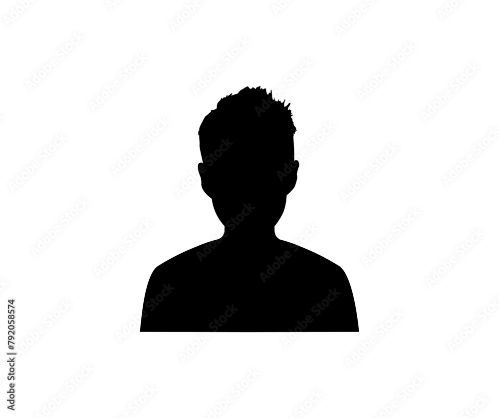 Poster man silhouette a user icon. profile picture, portrait symbol. user member vector design and illustra