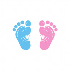 Colorful baby footprints with swirls, blue and pink - perfect for invitations, announcements and decorations.
