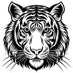 Obraz premium Furious Tiger Head Silhouette Art