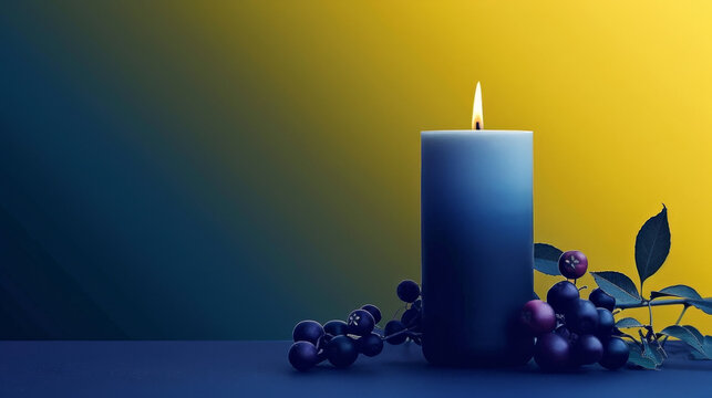 Candlelight Amidst Blue Foliage